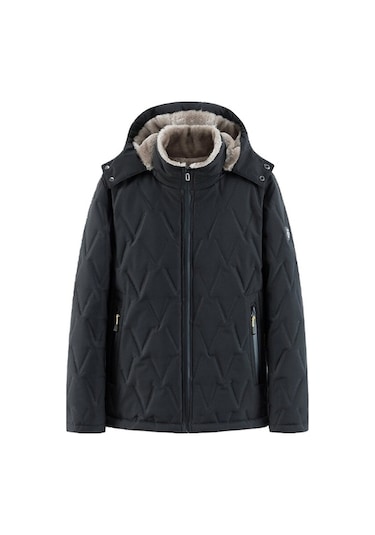 Xinxin Büyük Beden Kışlık Kadife Kalın Pamuklu Kaban-siyah Siyah