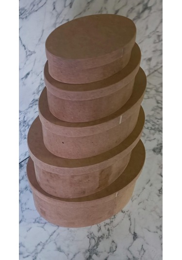 Hobi Adn 5'li Kutu Set Oval Ahşap Ham Mdf Maşuka Özellik Model El Yapım
