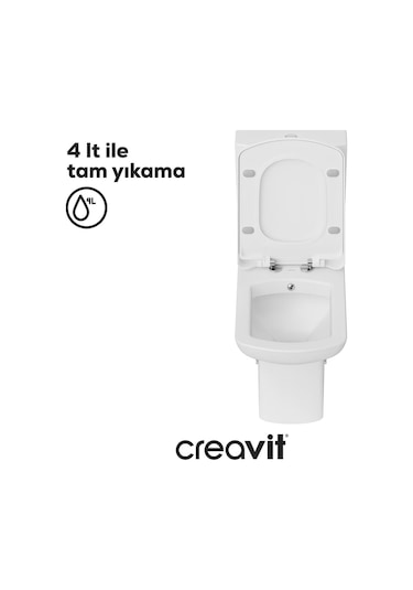 Creavit LR360 Duvara Sıfır Kanallı Klozet Yavaş Kapak