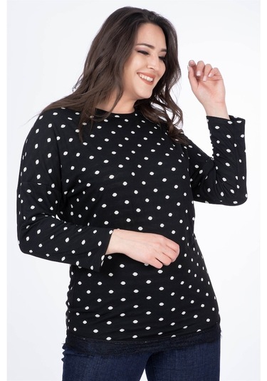 Eteği Dantelli Penye Tişört (532254192)