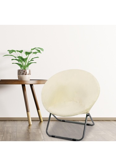 Suntek Yuvarlak Tabak Sandalye Kılıfı Yumuşak Yıkanabilir Bej