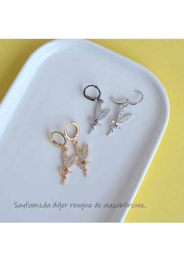 Su Perisi Charmlı Küpe Perili Küpe Silver Renkli Renkli