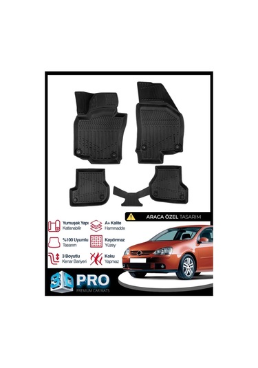 Vw Golf 5 3d Havuzlu Paspas 2004 2005 2006 2007 2008 Model Kokusuz