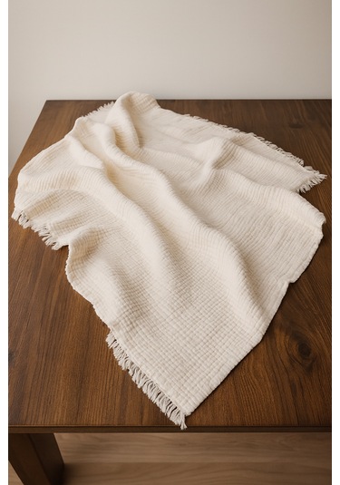 Elyaflı Müslin Battaniye 100x120 Cm Gri