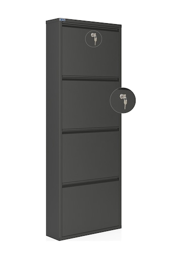 Ceha Kilitli 4'lü Metal Ayakkabılık Füme - K.AYK-4 /AB7979/KL
