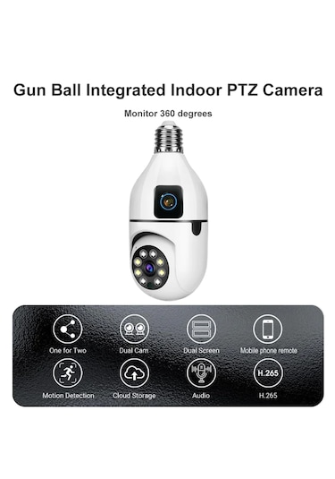 4mp Ampul Kablosuz Wifi Kamera Çift Lens Ip 2 Yönlü Ses
