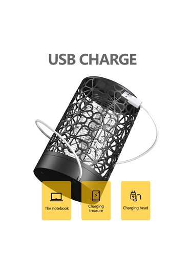 Xindoker Ev İçin Usb Şarjlı Led Elektrikli Sinek Öldürücü, Pürplü Işık Dalgalarıyla Yüksek Tutma Verimi, Avrupa Stili Çiçek Sepeti Desenli Siyah