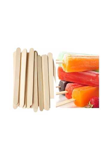 Periboia 50 Li Ahşap Meybuz Dondurma Çubuğu Dil Çubuğu Dar 11 X 1 Renkli