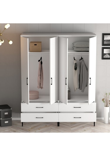 Variant Kumsal 4 Kapılı Tt Gardrop - Beyaz / Beyaz