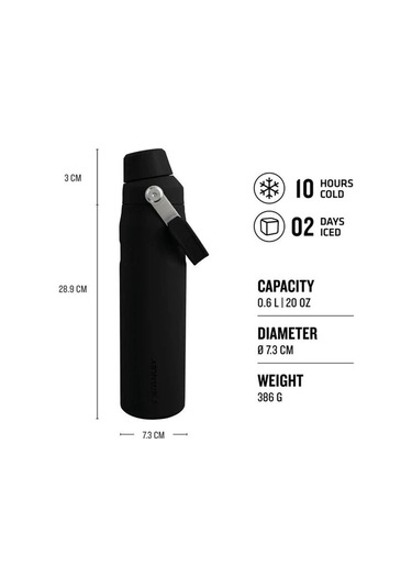 Stanley The Aerolight Iceflow 0.60 Litre Soğuk Su Termosu Siyah Renk Siyah