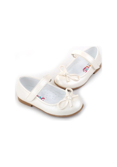 Papuç Sepeti Ortaç-2079 Kız Bebek Balerin Rugan Babet Ayakkabı Buz Beyaz