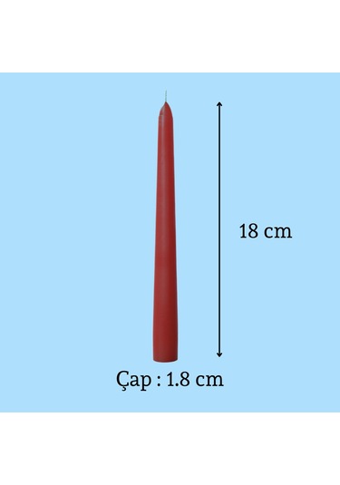 6 Lı Kısa Bordo Konik Şamdan Mum Yükseklik 18 Cm Bordo