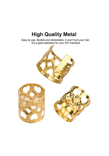 Dofolink Saç Örgüsü Aksesuarı Altın Renkli 100 Adet Demir Bilezikler Saç Süsleri Paketi Altın