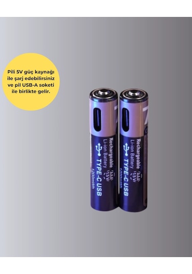 Hızlı Şarj Teknolojili Usb Şarjlı Aaa Pil - 40 Dakikada Tam Şarj