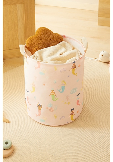 Home Wave Çocuk Odası Deniz Kızı Desenli Oyuncak Sepeti 33 x 40 cm