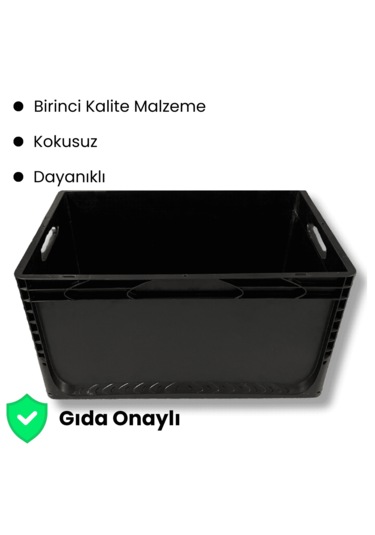 Alpbx 1.kalite Siyah Plastik Kasa 60x40x32 Cm - Kutu 65 Litre