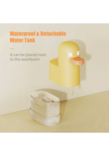 Pazly 350 Ml Sevimli Ördek Otomatik Köpük Sabunluk Fotoselli, Sarı Renk Sarı