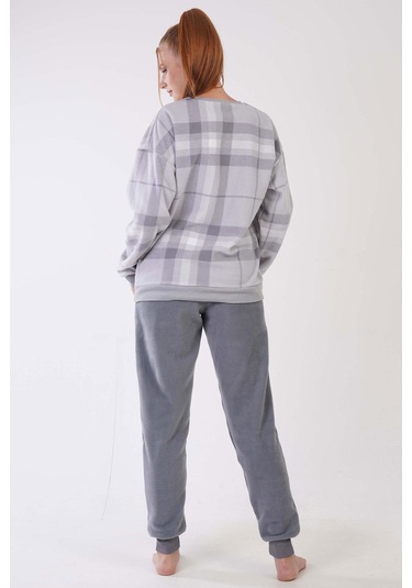 Kadın Polar Uzun Kol Gri Pijama Takım C9t8n1o303 001