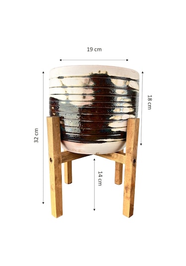 Bitki Tasarımı  Ev Dekorasyon Aksesuar Yeşil Sırlı Terrakota Toprak Saksı 4 Ayaklı 19 CM