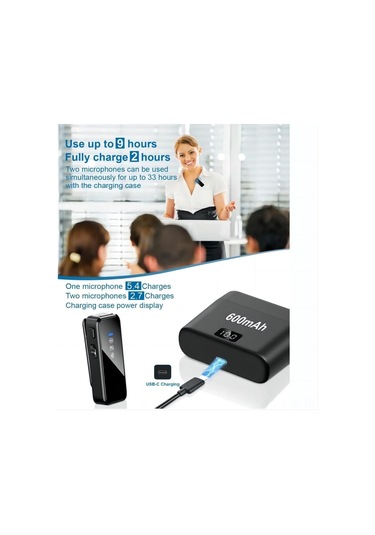 Moveevo 2.4ghz Şarj Kutulu Kablosuz Mikrofon - Akıllı Gürültü Azaltma, Canlı Yayın/videoya Uygun, 2 Alıcı İle Hızlı Bağlanma, 33 Saat Kullanim Süresi