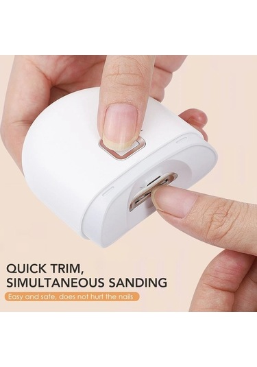 Pazly Otomatik Şarjlı Tırnak Makinesi - 2 Hızlı, Aydınlatmalı, Bebek & Yetişkin İçin Güvenli Beyaz