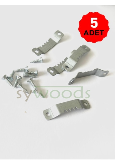 Mini Tırtırlı Timsah Tablo Ve Çerçeve Askısı 5 Adet Askıve Vidaları Tablo Askı Çerçeve Duvara Montaj Gri