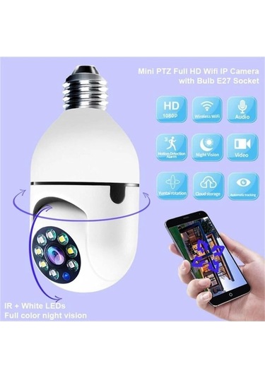 Wifi 360 Panoramik Ampul Kamera Güvenlik Kamerası Çift Wifi 360 Derece Gece Görüşlü