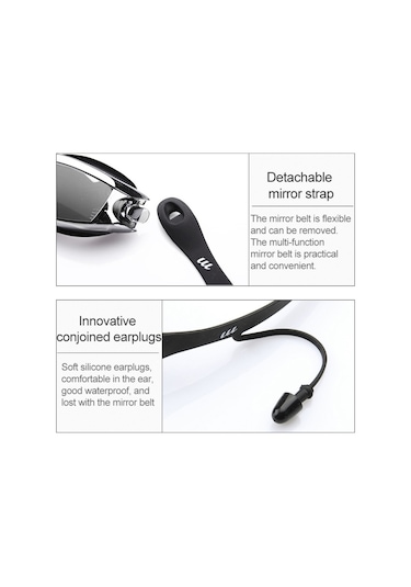 Cbtx Global Yüzme Şapkalı Su Geçirmez Buğu Yapmaz Yüzme Gözlüğü - Siyah