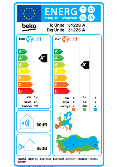 Beko 31225 A Ekolojik Inverter 12.000 BTU Split Klima