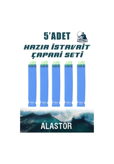 Hazır 5'li Çapari Seti 10 İğneli İstavrit Köpük Çapari Olta İğnesi