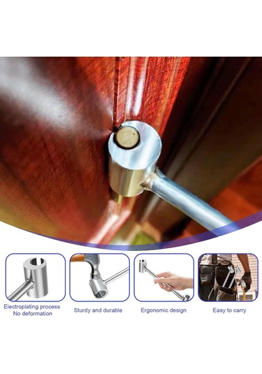 Geeksen 14-19mm Evrensel Çift Uçlu Kapı Menteşi Ayarlama Anahtarı, Dairesel Somun Tamiri Taşlı Araç