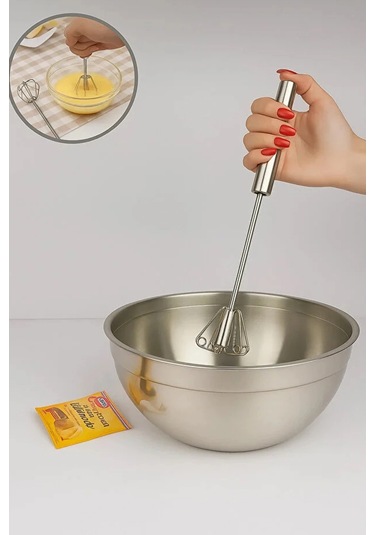 Pratik Paslanmaz Çelik Basmalı Otomatik Çırpıcı Metal Çırpıcı 1 Adet Uzunluk 30cm Renkli