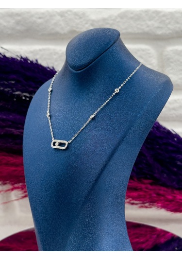 925 Ayar Gümüş Özel Tasarım Su Yolu Modeli Zarif Kadın Kolye Gümüş