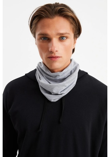 Erkek 4 Fonksiyonlu Koruyucu Pamuklu, Esnek, Terletmez, Bandana, Boyunluk, Maske - Tek Ebat / Açık Gri Açık Gri