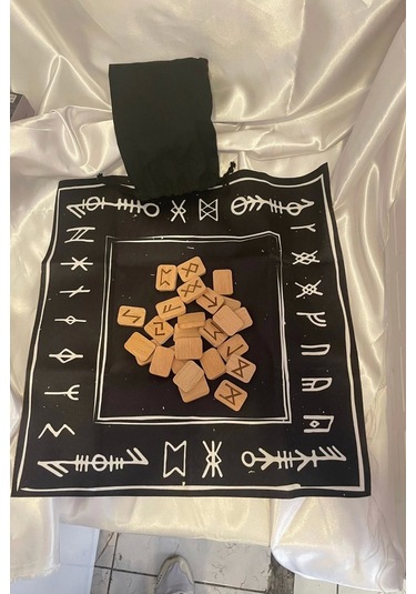 Rune Semboli Taşları Run Taşları Örtüsü Sunak Nordic Runes Örtüsü Sunağı Ve Taşları Seti