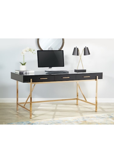 Mandy Gold Metal Siyah Çalışma Masası