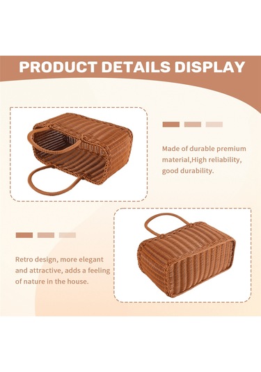 Xiaaokeji Ana Sayfa Alışveriş Sepeti El Sebze Sepeti Dekor Dokuma Rattan Çanta Kahverengi