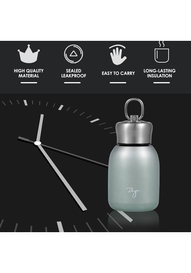 Xiyyadms Çocuklar İçin 300ml Paslanmaz Çelik Vakumlu Mat Su Termosu - Kancalı Kapaklı Diğer