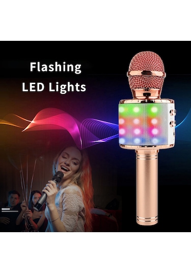 Leezsing "kablosuz Led Mikrofon - Bluetooth Hoparlörlü, Profesyonel Kareoke Ve Canlı Yayın İçin"