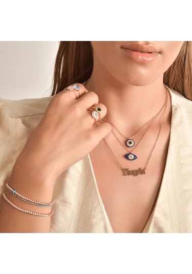 Kuyumcudukkani Yeşil Baget Taşlı "tektaş"yüzük-10437-w-blu Beyaz