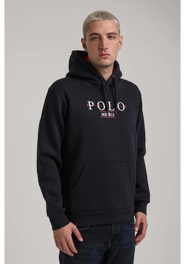 Kapüşonlu Lacivert Slim Fit Full-zip Sweatshirt 24fwm64073 Lacivert