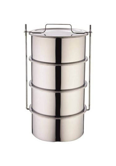 22X10 Cm 4 Gözlü 10 Kişilik Çelik Sefer Tası Çok Renkli