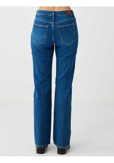 Mid Rodeo Normal Paça Yüksek Bel Denim Pantolon Lacivert