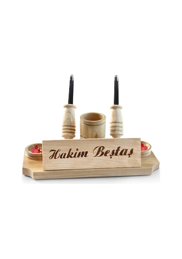 Masa Üstü İsimlik Ahşap Masa Üstü Kalemlik - M757