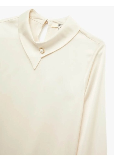 Koton Asimetrik Yaka Saten Kırık Beyaz Kadın Bluz 6wak60097uw KIRIK BEYAZ