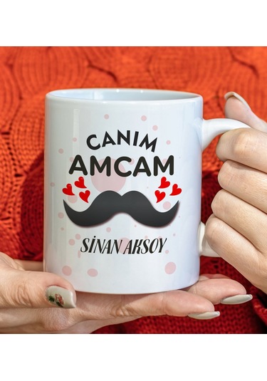 Bk Gift Kişiye Özel Canım Amcam Tasarımlı Beyaz Kupa Bardak, Doğum Günü Hediyesi Kobitmeyencom34878 Bk Gift Renkli