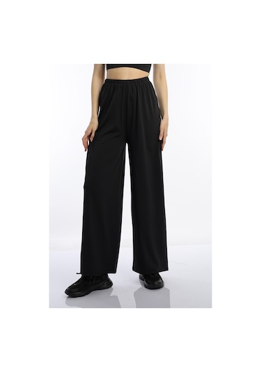 Quhox Kadın Allegro Kumaş Oversize Pantolon Siyah