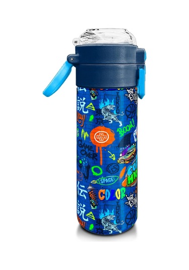 Coral High Kids Saks Grafiti Desenli Pipetli Ve Direkt İçim Çelik Termos 500 Ml 31968 Saks Mavi