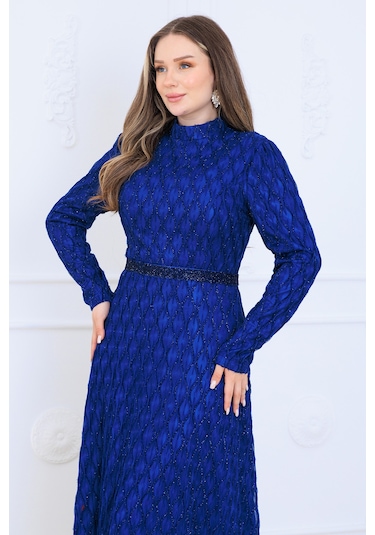 Raika Moda Lina Büyük Beden Tesettür Abiye İndigo