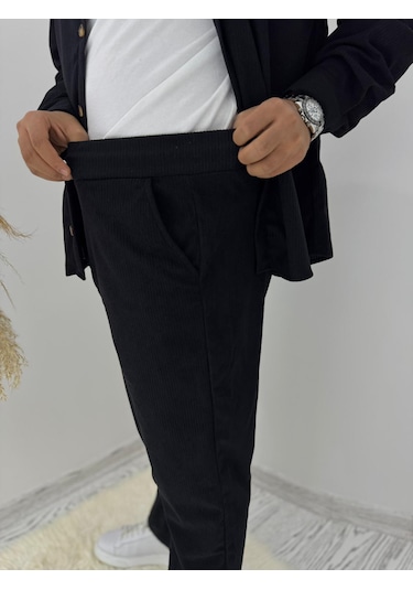 La Boum Kadife Gömlek Pantalon İkili Takım - Rahat Kesim Gri